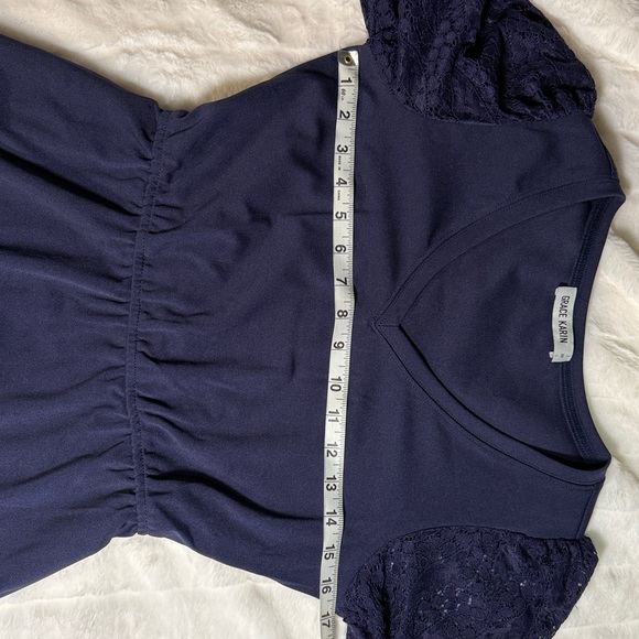 💙Grace Karin Navy Midi Dress with Lace Sleeves - Picture 12 of 16